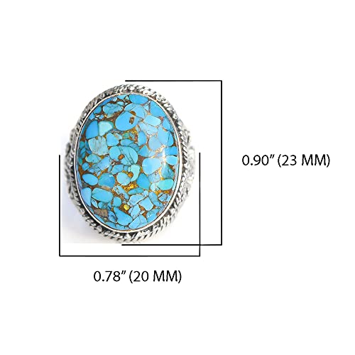 Yotreasure Blue Copper Turquoise Rope Design Ring Solid 925 Sterling Silver Gemstone Jewelry #TOP4