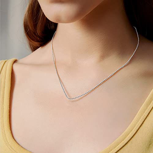 Dralox Ball Chain Necklace 1Mm Italian 925 Sterling Silver Bead Ball Strand Chain Necklace Jewelry Gift For Women Girls 16 Inch #TOP1