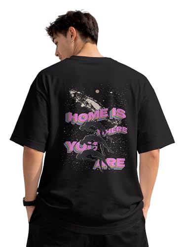 Image of fanideaz Mens Oversized Printed Half Sleeve Branded Cotton T-Shirt for Mens || Back Printed t Shirts for Men || Oversized t Shirts for Men