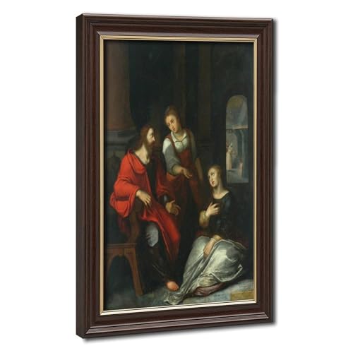 Impression sur toile Christ chez Martha et Mary Otto Van Veen cadre bureau 20x30cm