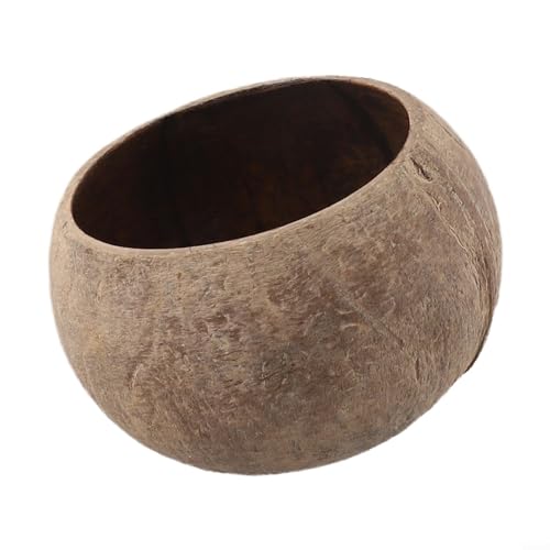 Honseadek Taza pequeña para velas, cuenco redondo de cáscara de coco, plato de frutas secas, cuenco de coco natural, respetuoso con el medio ambiente, decorativo, hecho a mano (concha primitiva)
