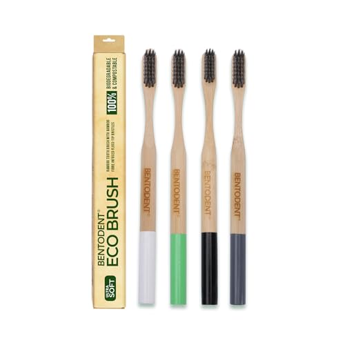 Bentodent Charcoal Bamboo Toothbrush, Lightweight & Eco-Friendly,...