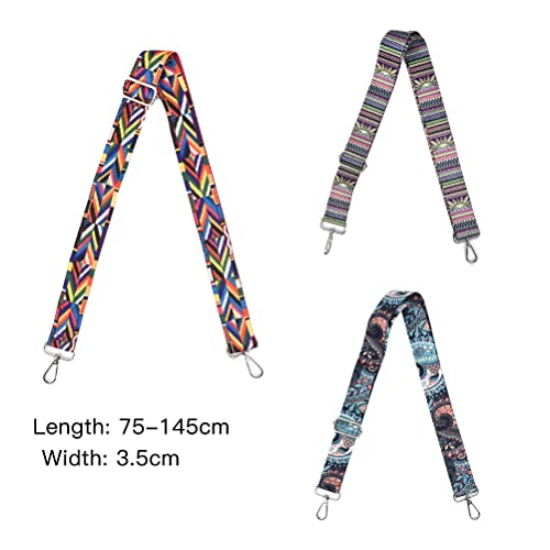 OctBird Taschengurt 3 Stück 3,8cm Breit Schulterriemen für Taschen und Handtashcen, 75-145cm Einstellbar Boho-Stil Ersatz Trageriemen mit Karabiner Tragegurt Schultergurt für DIY Taschen