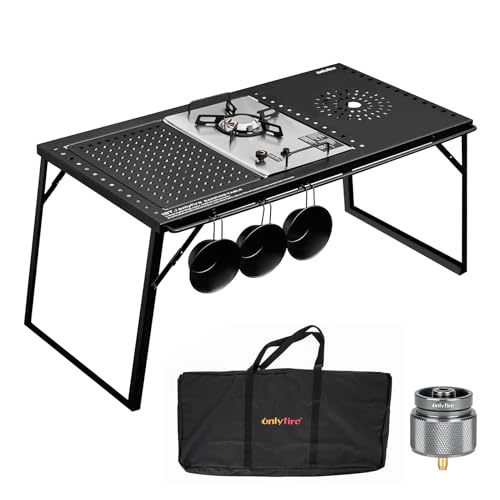Onlyfire IGT Camping Table Kit with Gas Stove and Carrying Case, Folding Camp Table, Portable Camping Table IGT Unit Combination Table for Camping, Picnic, RV Trip, Backyard Party, GS337