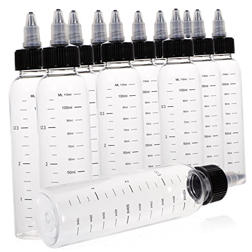 WOFASHPURET 12Pcs Plastic Squeeze Bottles with Precision Scale Refillable Liquid Dispensing Containers for Hair Color Glue Ink Paint and More