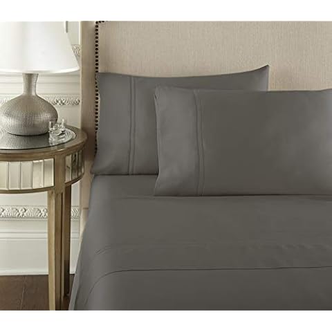 Pure Parima Luxury 100% Certified Egyptian Cotton Sheet Set, Extra-Long Staple, Cool, Breathable, Ultra Comfort, Double Hem-Stitch, Sheets for Adjustable Beds (Charcoal, Split King) Cover