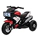 HOMCOM Moto Eléctrica Infantil con 3 Ruedas para +3 Años Triciclo con Pedal para Niños Batería 6V con Luces Música Neumáticos Anchos Velocidad 3 km/h 86x42x52 cm Rojo y Negro
