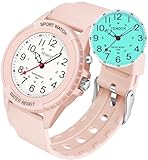 TENOCK Waterproof Nurse Watch for Medical Professionals Students Women Men, Night Light, 12/24 Hour Military Time Easy to Read Dial, Second Hand Watch for Nursing Day Gifts (Pink)