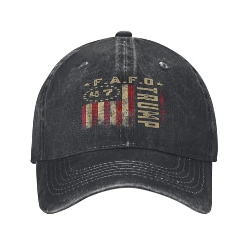 YIHOCIDE Trump Hats President 47 Trump Fafo American Flag Hat Adjustable Fashion Black Cap for Men Women
