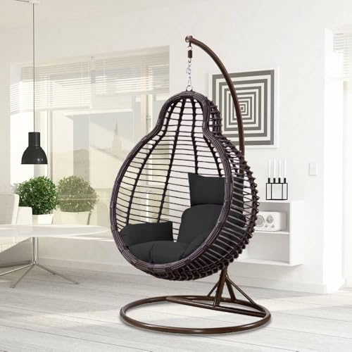 DKIEI Hängesessel Kissen, Auflagen Polster für Rattan Hängesschaukel Schwarz Hängekorb Kissen für Schaukel Korb, Sitzkissen für Hängesessel Outdoor