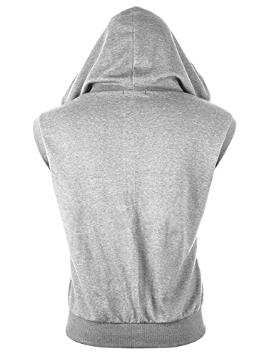Image of Ohoo Mens Slim Fit Sleeveless Lightweight Zip Up Hooded Sweatshirt Vest Hoodie
