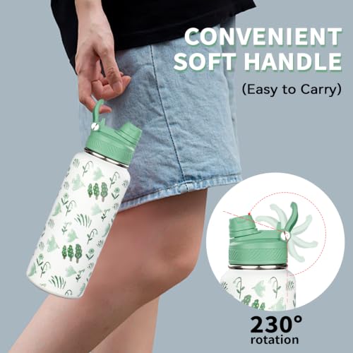 Image of 32 oz Insulated Water Bottle with Leak-proof 2-in-1 Straw and Spout Lid,Stainless Steel Sports Water Bottle with Handle,Double Wall Vacuum Metal Water Flask for Travel Camping School(Bird Tree,1)
