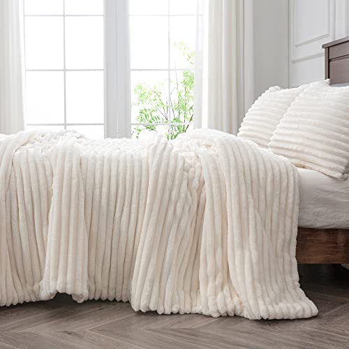 Bedelite Fleece Queen Comforter Set -Super Soft & Warm Fluffy White Bedding, Luxury Fuzzy Heavy Bed Set For Winter With 2 Pillow Cases #TOP1