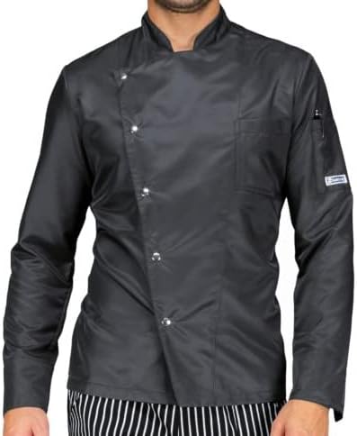 Giacca Da Cuoco Mezza Manica Ricamabile - Modello Alicante Nero Con Profili Bianchi | Personalizzabile Con Nome O Logo - Foto 8