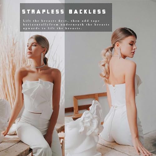 Clear Boob Tape,Self-Adhesive Bra Tape for Breast Lift with 2 Pair Reusable Silicone Nipple Covers,Suitable for A-G,Replace Your Bra-Instant Bob Tape,Boobytape for Breast Push Up&Strapless Dress4