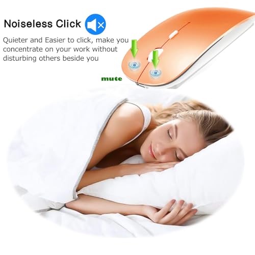 Image of KLO Rechargeable Bluetooth 5.2 /3.0 /Type-C /USB-2.4G Mouse for MacBook /MacBook air /Pro /iPad, Wireless Mouse for Laptop /Notebook /pc /iPad /Chromebook (Orange)