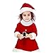 WLALLSS Abiti Natalizi in Pile Neonato Bambina Bambina Vestito da Festa di Natale Abito Natalizio + Cappello + Fazzoletto da Collo Set di Abbigliamento Natalizio per 6 Mesi - 4 Anni