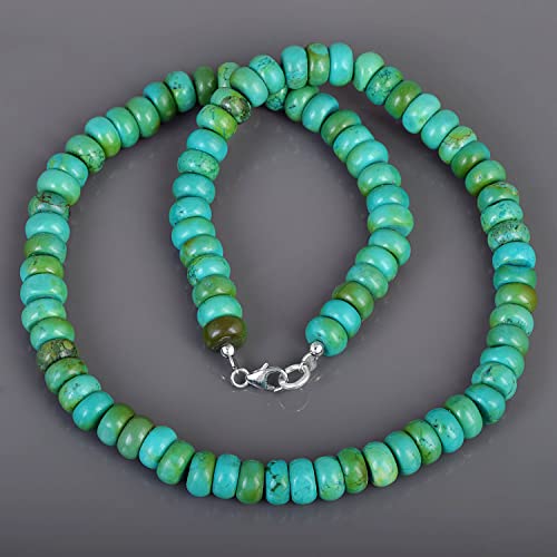 8-9 MM Dainty Natural Smooth Rondelle Turquoise Bead Necklace - Native American Navajo Arizona Southwest Jewelry - Sleeping Beauty Kingman Blue (19-20 Inch)4