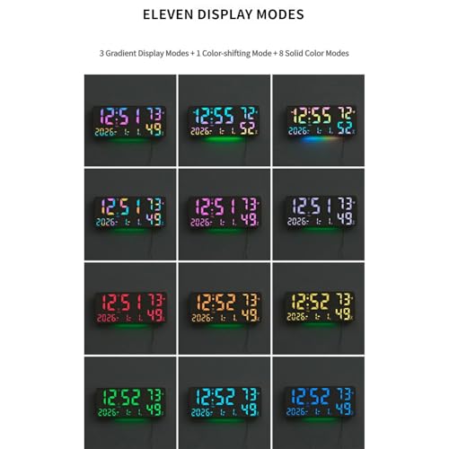 Horloge murale numérique design épuré à éclairage d'ambiance variable