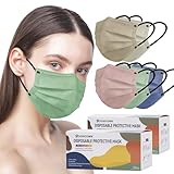 Jointown Disposable Face Mask - 3 Ply Protection Face Masks, 100 Pack Morandi