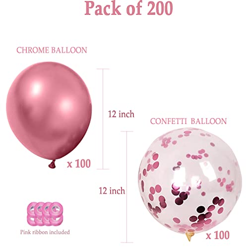 Image of AMFIN Pink Theme Birthday Decorations /Pink Baby Shower Confetti /Birthday Decoration Girl /Anniversary Party Balloons /Welcome Girl Room Decoration /Confetti Decoration Balloons - Pack of 200
