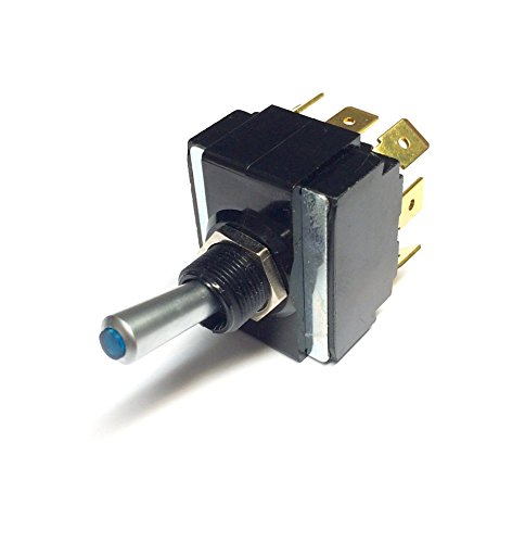 Toggle Switch ON/Off/ON, DPDT, Lighted Blue Lens