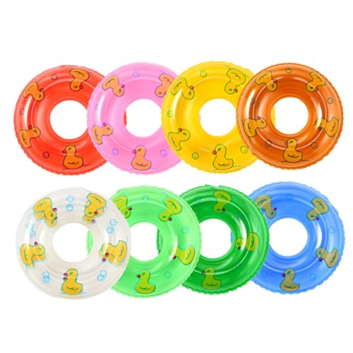 WEKAMOS Mini Salvagenti Gonfiabili per Piscina e Vasca da Bagno Set da 8 Pezzi Decorazioni Galleggianti in Miniatura Giocattoli da Bagno per Dettagli Realistici e Superficie Liscia