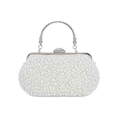 LUI SUI Damen Perle Clutch Geldbörsen Vintage Braut Perlen Abend Clutch Tasche für Hochzeit Cocktail Party Prom