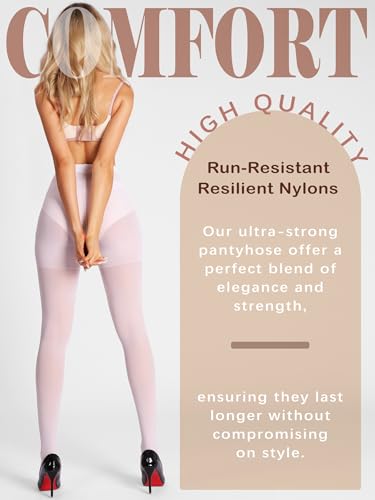 Image of Extremely Durable Sheer Black Tights for Women Ultra Strong Control Top Pantyhose with Reinforced Toes