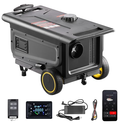 VEVOR Diesel Heater, 8KW, DC 12V/24V, All in One Portable Diesel Air Heater with Bluetooth APP Control, Remote Control and LCD Screen, Trolley Design, 1.3 Gal Fuel Tank for Trucks, Vans, RVs, Campers