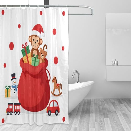 Rideau de douche Noël en polyester lavable pour inviter l'ambiance des fêtes chez soi - 3