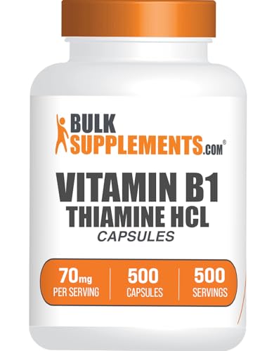 BulkSupplements.com Thiamine HCl Capsules - Thiamine Hydrochloride Vitamin B1 Supplements - Gluten Free 1 Capsule per Serving 500 Count (Pack of 1)
