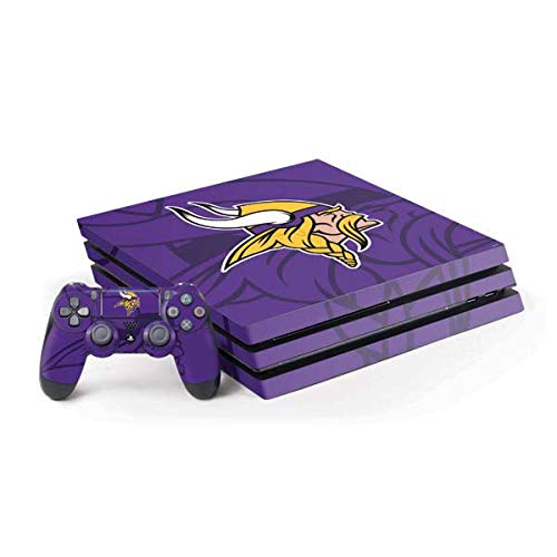 Skinit Decal Gaming Skin Compatible with PS4 Pro Console and Controller Bundle - Officially Licensed NFL Minnesota Vikings Double Vision Design