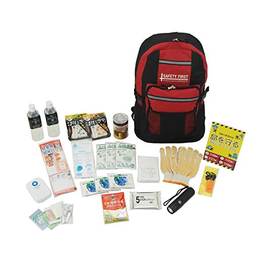 ピースアップ【警戒レベル2】 防災セット 1人用 自主避難！ SAFETY FIRST 防災グッズ セット(リュック40Lレッド)