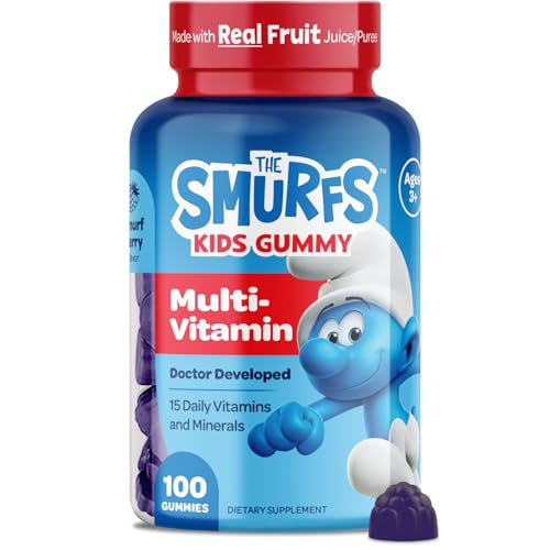 The Smurfs Kids Multivitamin Gummies with 15 Daily Vitamins and Minerals for Growth & Development |...