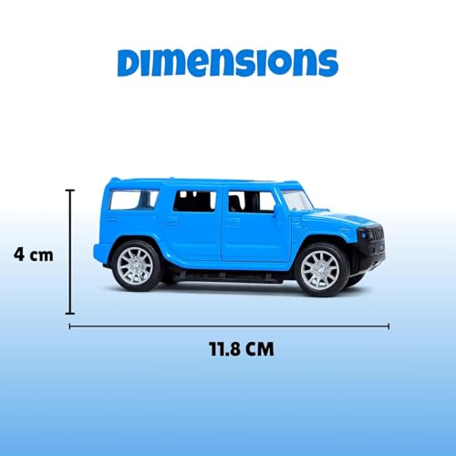 Image of Amisha Gift Gallery Hummer SUV Diecast Metal Car Toy for Kids, Blue | Scale Racing Model, Pull Back Action, Opening Doors, For Kids Boys and Girls