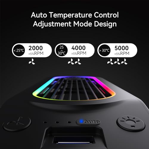 Image of Cooling Fan for PS5, 8.2 Inch, 3-Speed & Auto Adjustment, 7 Color LED, Quiet, Compatible with PS5 Disc /Digital Edition Black