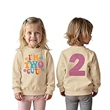 2. Geburtstag Mädchen Sweatshirt “I'M TWO CUTE” Drucker Pullover Zweiter Geburtstags Babykleidung Kinder Rundhals Langarmshirt Baby Ankündigung Outfits Herbst Winter Pulli(Apricot,2 Jahre)