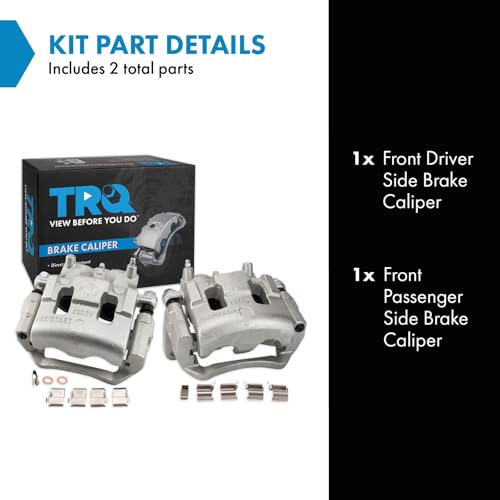 Image of TRQ Front Brake Caliper Set Zinc Coated Brackets Compatible with 2007-2014 Ford Edge 2007-2015 Lincoln MKX