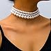 Boho Choker Necklaces for Women - Faux Round Pearl Layered Fashion Chunky Thick Clavicle Necklace Wedding Bride Jewelry Gifts (Style A)