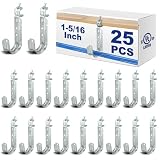Tandefio 25 Pack Cable Support J Hook with Beam Clamp, Heavy Duty Metal Wire Cable Support J Hook Hangers for Wire Management(1-5/16 Inch)