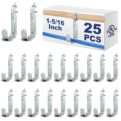 Tandefio 25 Pack Cable Support J Hook with Beam Clamp, Heavy Duty Metal Wire Cable Support J Hook Hangers for Wire Management(1-5/16 Inch)
