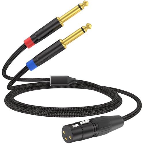 Câble XLR femelle vers 2 TS 6,35 mm double jack mono tressé symétrique