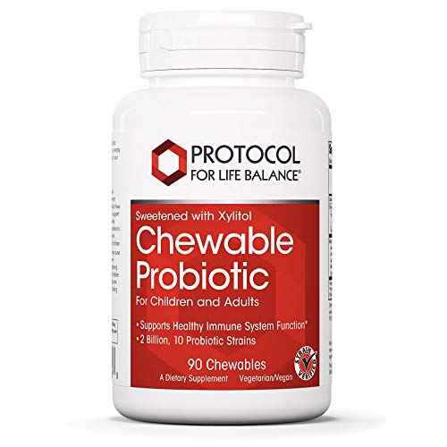 PROTOCOL FOR LIFE BALANCE - Chewable Probiotic (for Adults and Children) - Supports Healthy Immune/Digestive System Function, Weight Loss, and Upset Stomach - Sweetened with Xylitol - 90 Chewables
