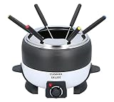 Fondue-Set elektrisch für 6 Personen, Fondue-Topf antihaftbeschichtet, Edelstahlgabeln mit Cool Touch-Griffe, 800 Watt