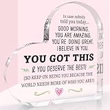 Inspirational Desk Sign Heart Shaped Acrylic Sign Decor, Motivational Gifts Acrylic Office Desk Accessories Decoration for Friends Family Coworker, Motivational Quote Dorm Room Decor