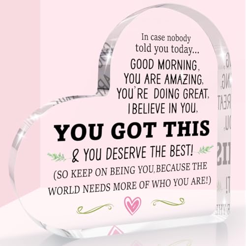 Inspirational Desk Sign Heart Shaped Acrylic Sign Decor, Motivational Gifts Acrylic Office Desk...