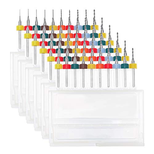 NBEADS 60 Stks 10 Maten PCB Boor, 6 Dozen 0.3mm-1.2mm CNC Graveren Micro Boor Spiraal Fluit Carbide Tool voor Circuit Print Stone Board Carving en Sculpting