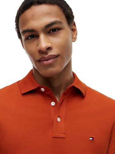 Image of Tommy Hilfiger Men's Short Sleeve Polo Shirts in Slim Fit with Stretch and Organic Pique Cotton