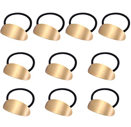 10 Pcs Metal Elastic Hair Bands For Women Girls,Gold Metal Hair Ties Ponytail Holder Hair Accessories Elastic Rubber Hairband Alloy Hair Cuff Wrap #TOP30